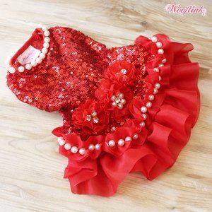 Holiday Season Dress in Red by Wooflink